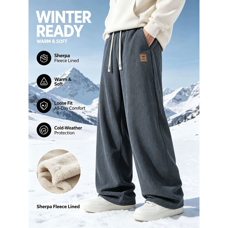 Corduroy Pant Warm - Мужские зимние спортивные брюки из вельвета,